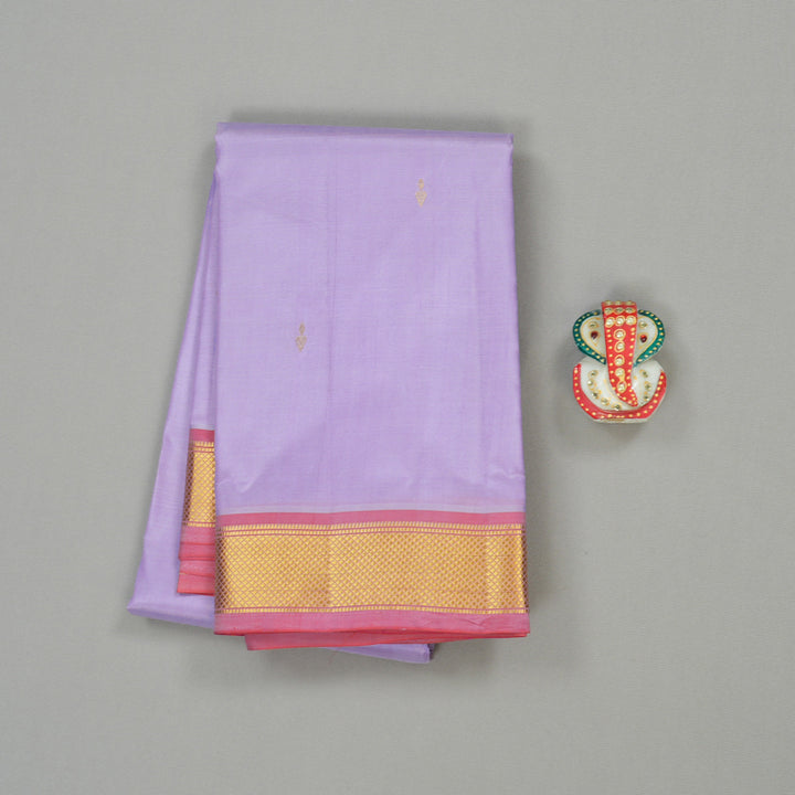 Hayagrivas Lavender Handloom Kanjivaram Silk Saree with Baby Pink Border KBE210D1-10