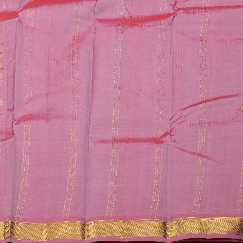 Hayagrivas Lavender Handloom Kanjivaram Silk Saree with Baby Pink Border KBE210D1-10