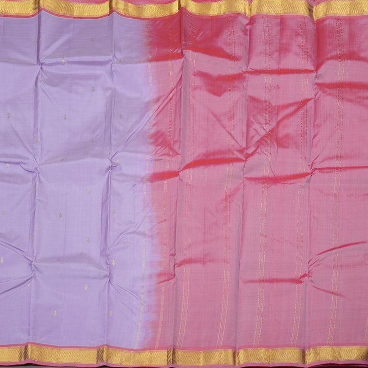 Hayagrivas Lavender Handloom Kanjivaram Silk Saree with Baby Pink Border KBE210D1-10