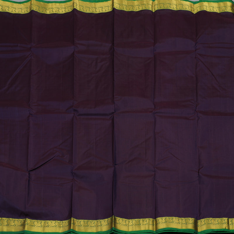 Hayagrivas Dark Purple Handloom Kanjivaram Silk Saree with Green Border KBE210D1-12