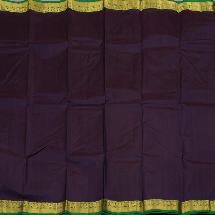 Hayagrivas Dark Purple Handloom Kanjivaram Silk Saree with Green Border KBE210D1-12