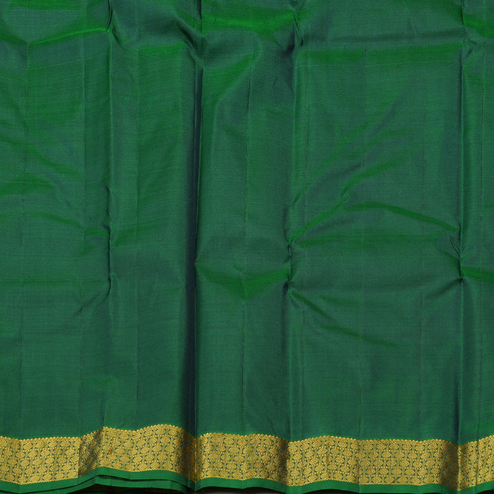 Hayagrivas Dark Blue Handloom Kanjivaram Silk Saree with Peacock Green Border KBE210D1-3