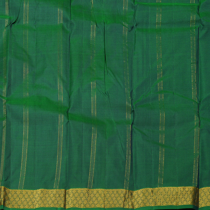 Hayagrivas Dark Blue Handloom Kanjivaram Silk Saree with Peacock Green Border KBE210D1-3