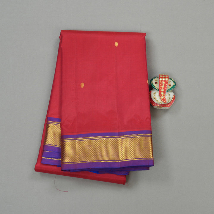 Hayagrivas Maroon Handloom Kanjivaram Silk Saree with Purple Border KBE210D1-8