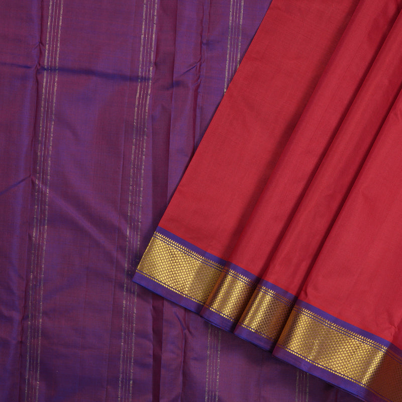 Hayagrivas Maroon Handloom Kanjivaram Silk Saree with Purple Border KBE210D1-8