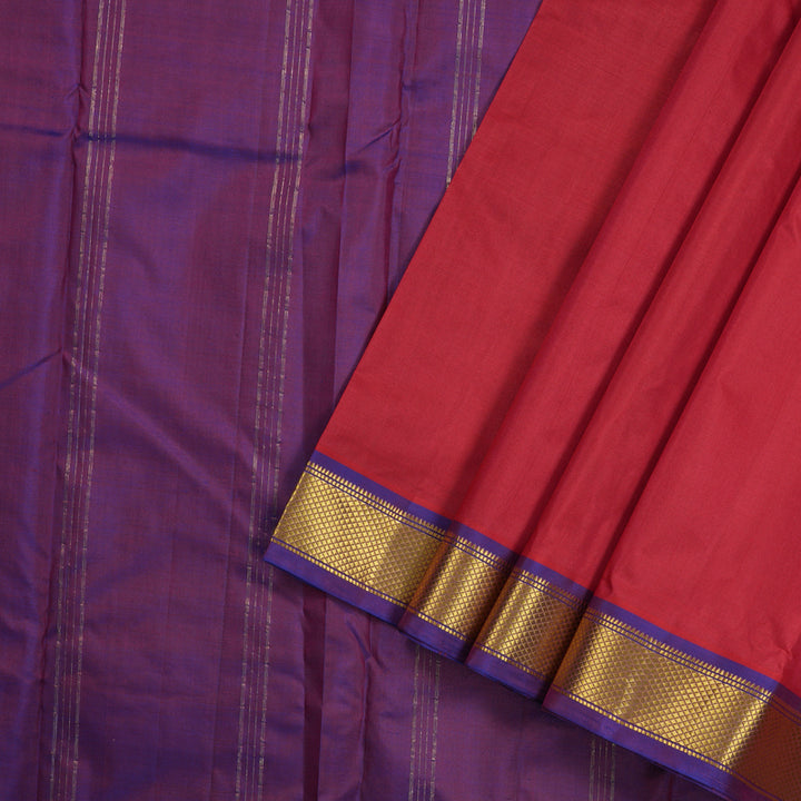 Hayagrivas Maroon Handloom Kanjivaram Silk Saree with Purple Border KBE210D1-8