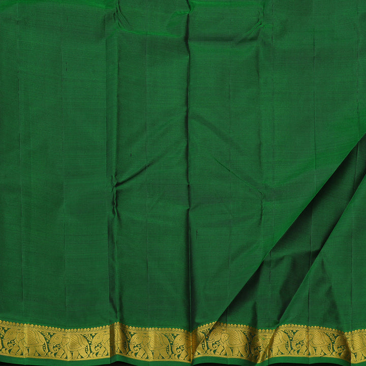 Hayagrivas Dark Brown Handloom Kanjivaram Silk Saree with Dark Green Border KBE210D1-9