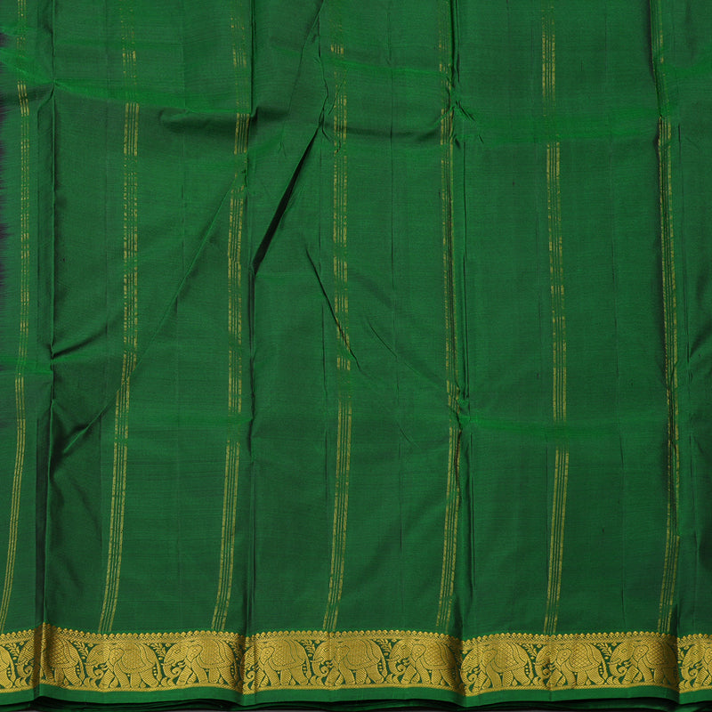 Hayagrivas Dark Brown Handloom Kanjivaram Silk Saree with Dark Green Border KBE210D1-9