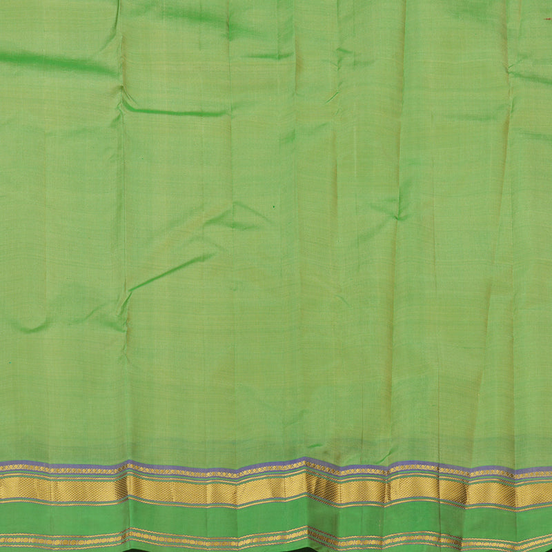 Hayagrivas Half White Handloom Kanjivaram Silk Saree with Light Green Border KBE210D2-4