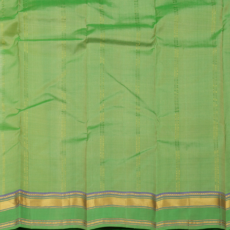 Hayagrivas Half White Handloom Kanjivaram Silk Saree with Light Green Border KBE210D2-4
