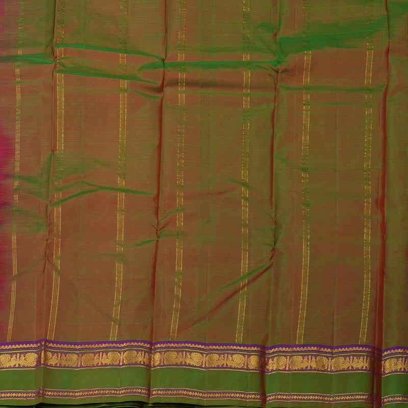 Hayagrivas Orangish Pink Handloom Kanjivaram Silk Saree with Mandhalir Border KBE210D2-5