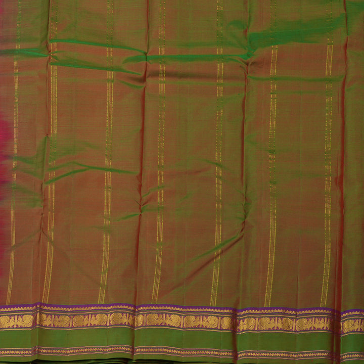 Hayagrivas Orangish Pink Handloom Kanjivaram Silk Saree with Mandhalir Border KBE210D2-5