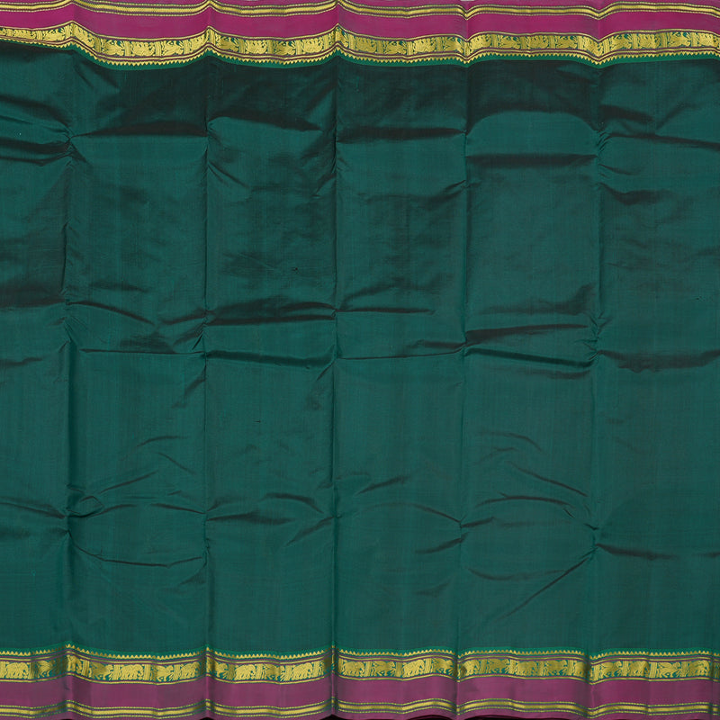 Hayagrivas Peacock Green Handloom Kanjivaram Silk Saree with Mandhalir Border KBE210D2-6