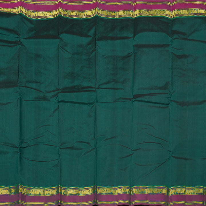 Hayagrivas Peacock Green Handloom Kanjivaram Silk Saree with Mandhalir Border KBE210D2-6