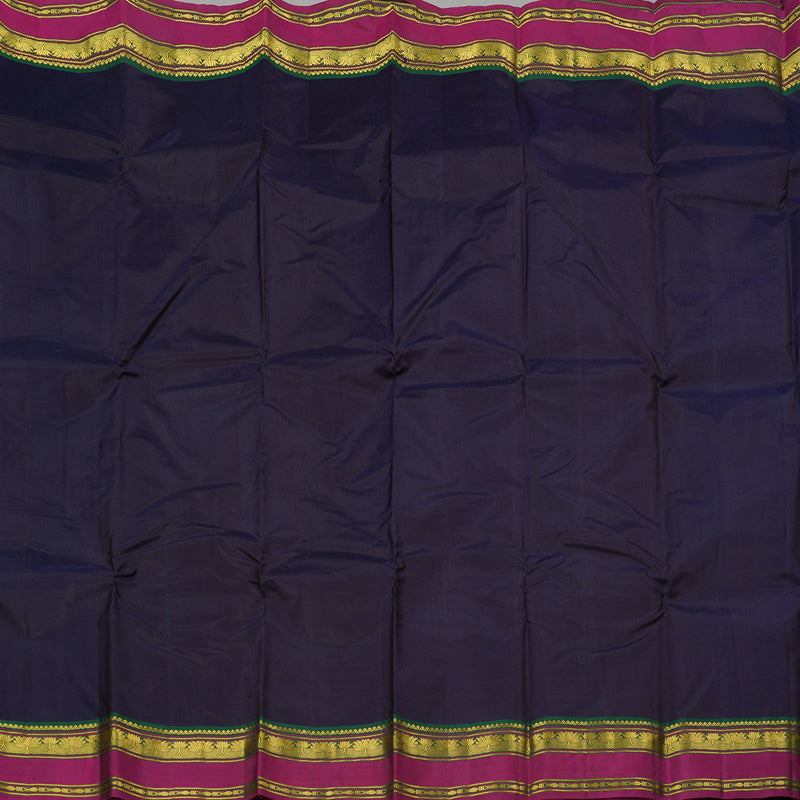 Hayagrivas Dark Blue Handloom Kanjivaram Silk Saree with Purple Border KBE210D2-8