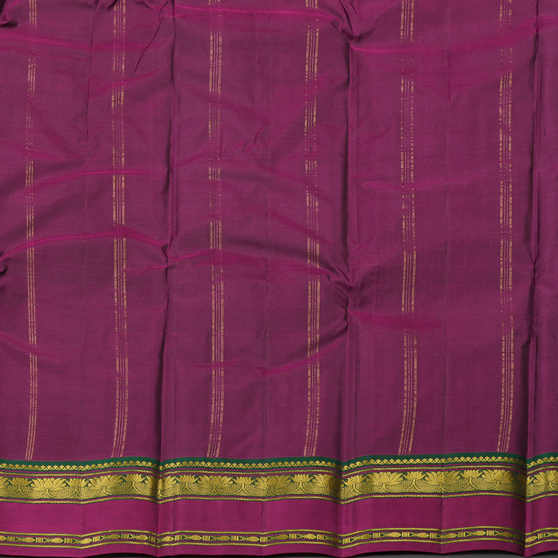 Hayagrivas Dark Blue Handloom Kanjivaram Silk Saree with Purple Border KBE210D2-8