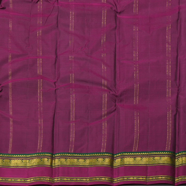 Hayagrivas Dark Blue Handloom Kanjivaram Silk Saree with Purple Border KBE210D2-8