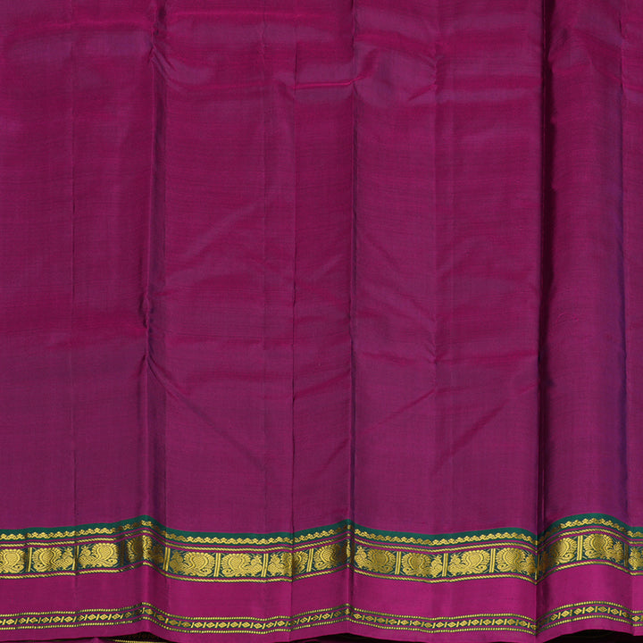 Hayagrivas Dark Blue Handloom Kanjivaram Silk Saree with Purple Border KBE210D2-9