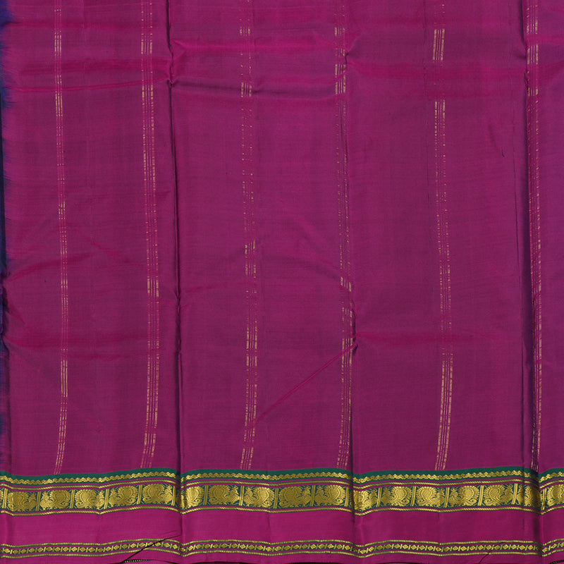 Hayagrivas Dark Blue Handloom Kanjivaram Silk Saree with Purple Border KBE210D2-9