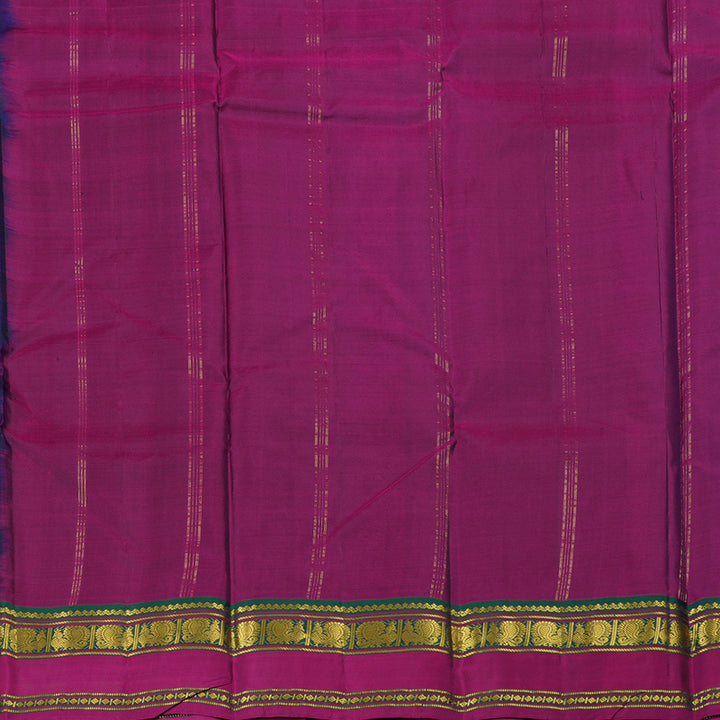 Hayagrivas Dark Blue Handloom Kanjivaram Silk Saree with Purple Border KBE210D2-9