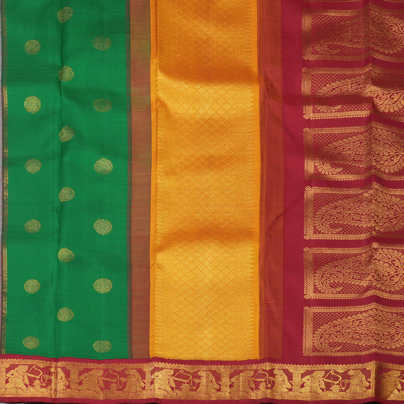 Hayagrivas Handloom White Kanjivaram Silk Saree with Ganga Jamuna Border KBE2110A6-1