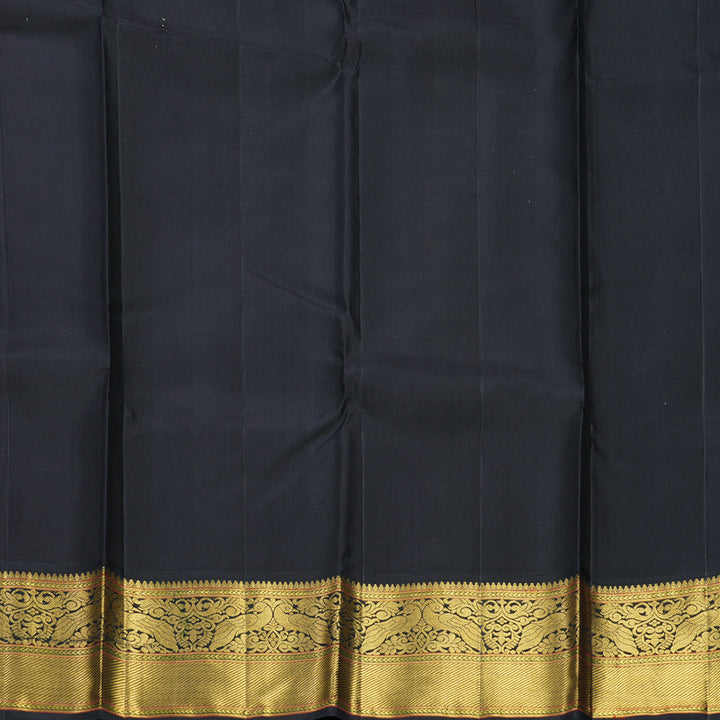 Hayagrivas Handloom Half-White Kanjivaram Silk Saree with Kanchana Brown Border KBE2112A1-1