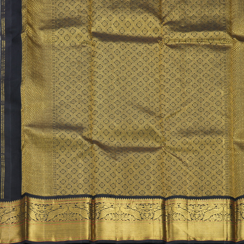 Hayagrivas Handloom Half-White Kanjivaram Silk Saree with Kanchana Brown Border KBE2112A1-1