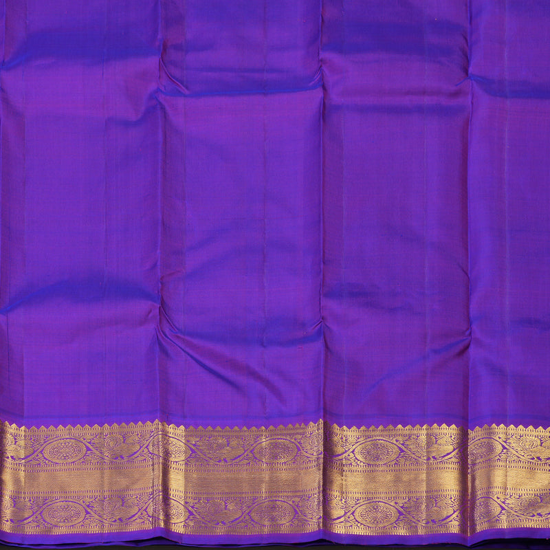 Hayagrivas Handloom Mustard Yellow Kanjivaram Silk Saree with Purple Border KBE2114A1-1
