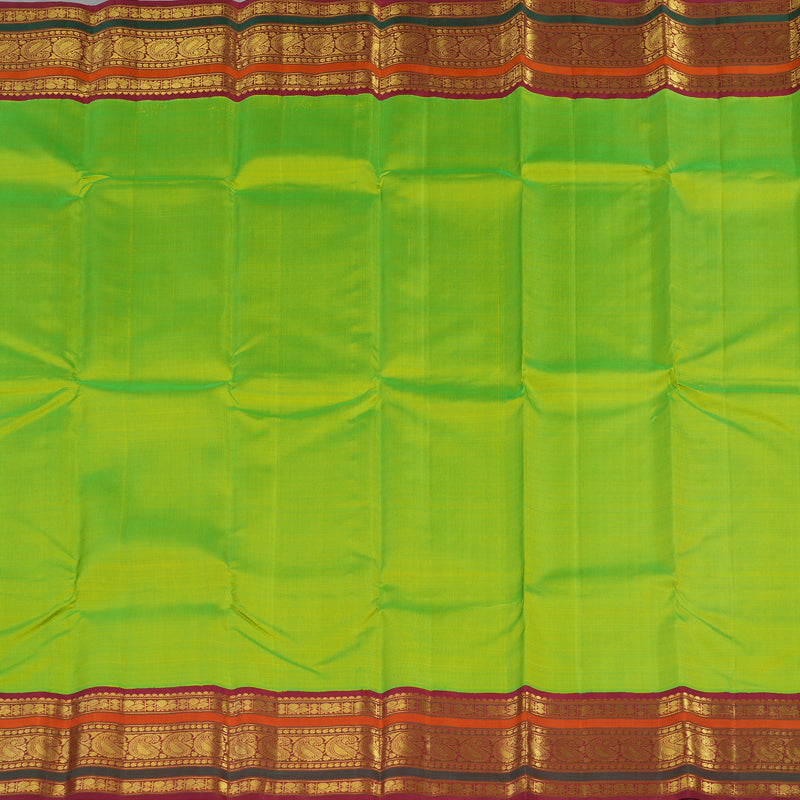 Hayagrivas Handloom Fluorescent green with maroon Kanjivaram silk saree  KBE211D2-2