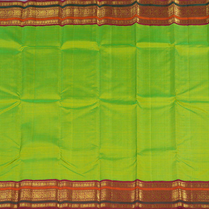 Hayagrivas Handloom Fluorescent green with maroon Kanjivaram silk saree  KBE211D2-2