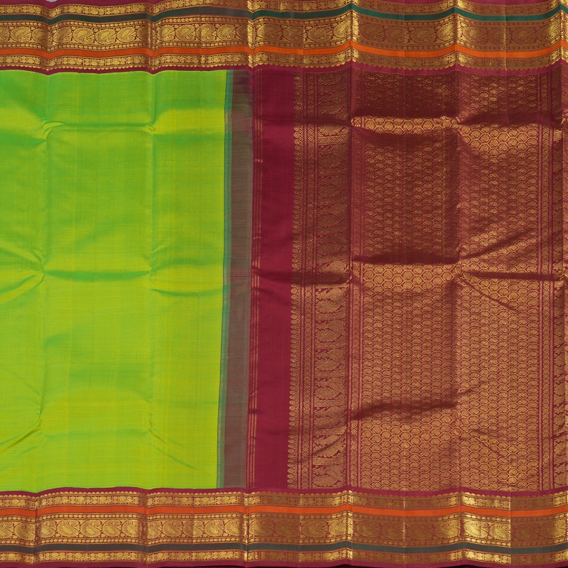 Hayagrivas Handloom Fluorescent green with maroon Kanjivaram silk saree  KBE211D2-2