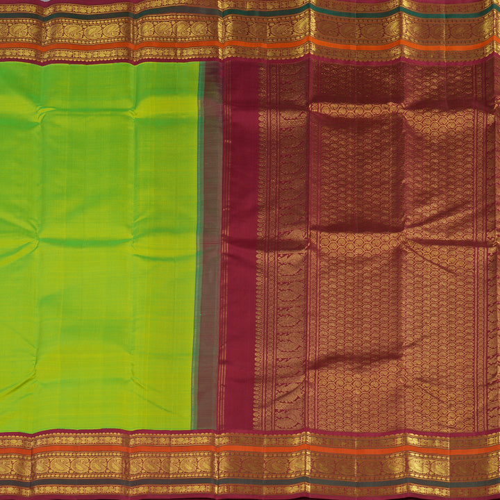 Hayagrivas Handloom Fluorescent green with maroon Kanjivaram silk saree  KBE211D2-2