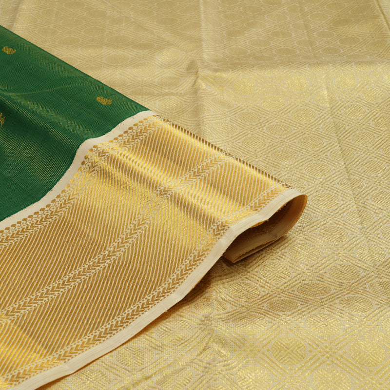 Hayagrivas Handloom Pure Kanjivaram Silk Saree in Jewel-toned Dark Green KBE211D5-1