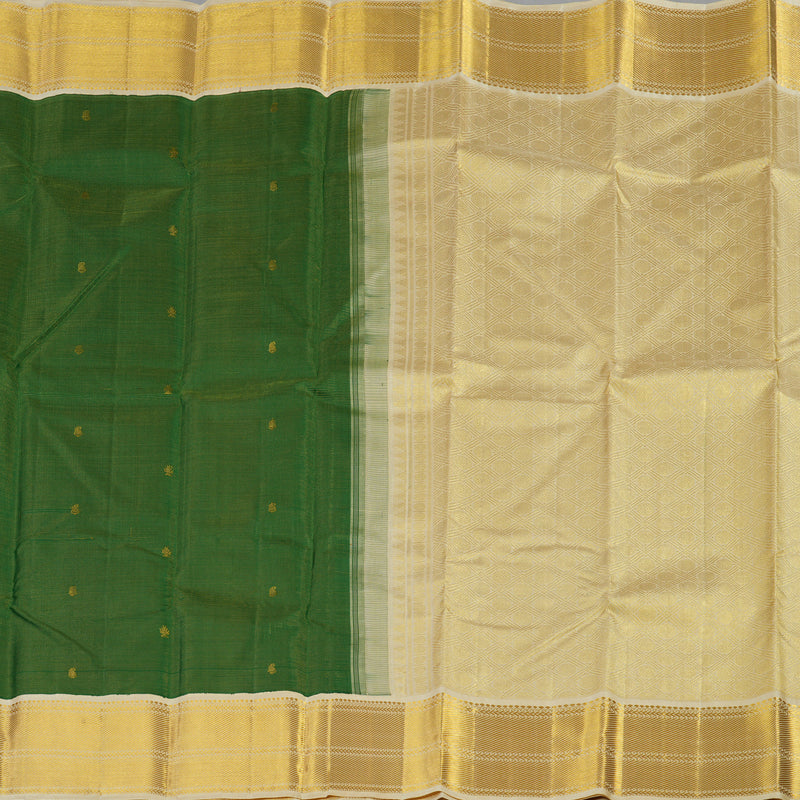 Hayagrivas Handloom Pure Kanjivaram Silk Saree in Jewel-toned Dark Green KBE211D5-1