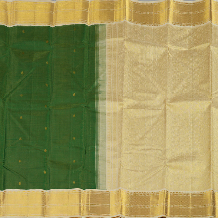 Hayagrivas Handloom Pure Kanjivaram Silk Saree in Jewel-toned Dark Green KBE211D5-1