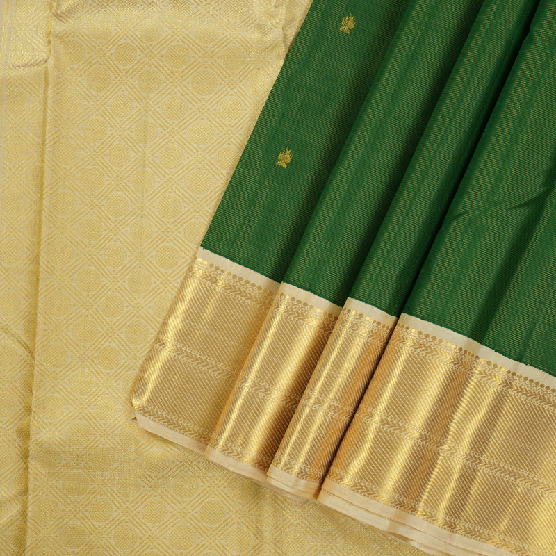 Hayagrivas Handloom Pure Kanjivaram Silk Saree in Jewel-toned Dark Green KBE211D5-1
