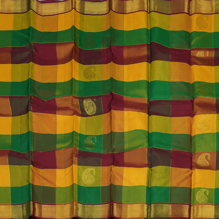 Hayagrivas Handloom Multicolour Checks Kanjivaram Silk Saree with Multicolour Border KBE2123A2-1