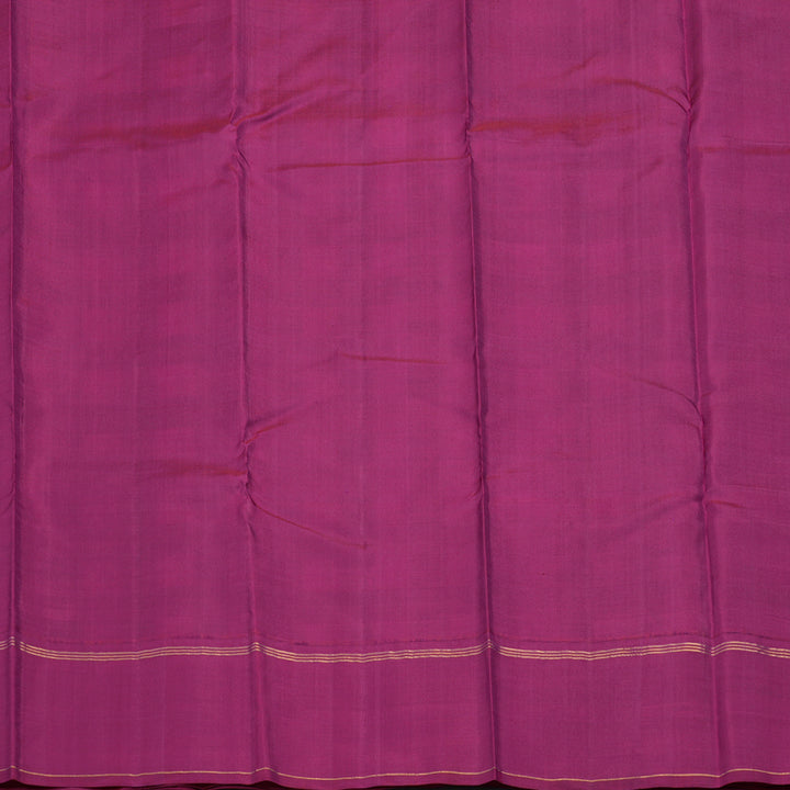 Hayagrivas Handloom Black & White Checks Kanjivaram Silk Saree with Magenta Border KBE2124A1-1
