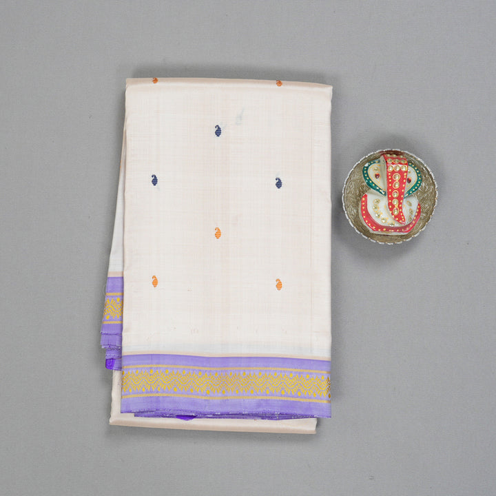 Hayagrivas Handloom Cream Kanjivaram Silk Saree with Lavender Border KBE2125A3-2