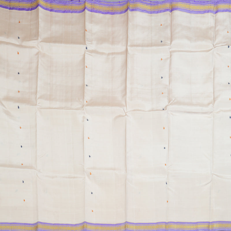 Hayagrivas Handloom Cream Kanjivaram Silk Saree with Lavender Border KBE2125A3-2