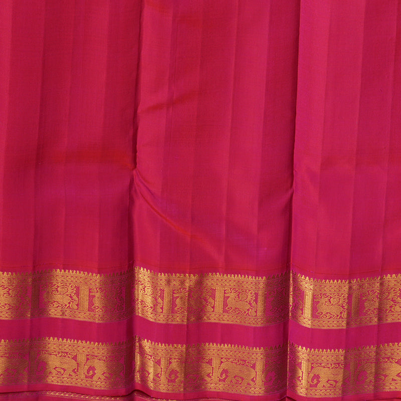 Hayagrivas Handloom Aqua Green Kanjivaram Silk Saree with Pink Border KBE2126A2-1