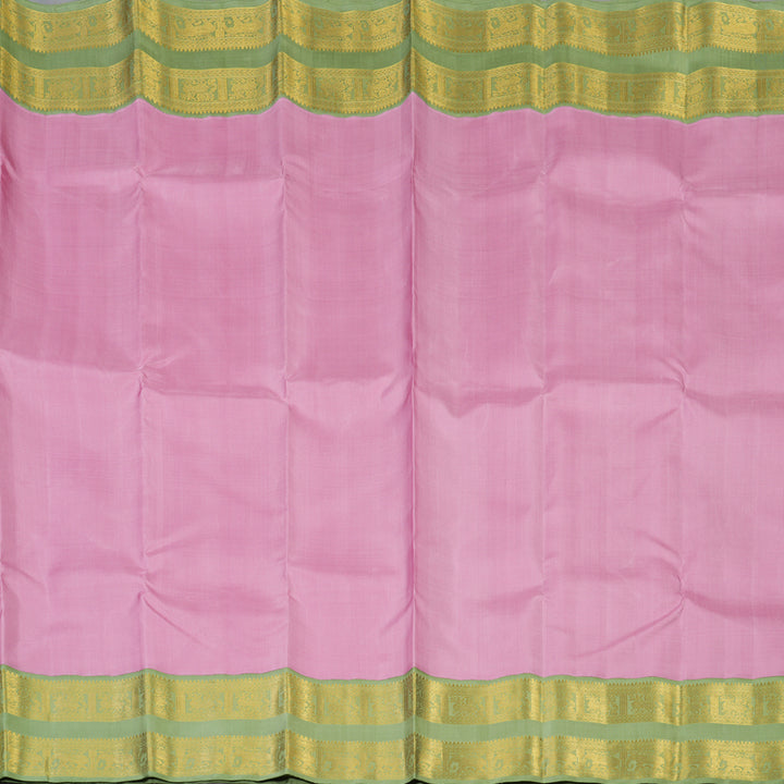 Hayagrivas Handloom Lotus Pink Kanjivaram Silk Saree with Pista Green Border KBE2126A2-4
