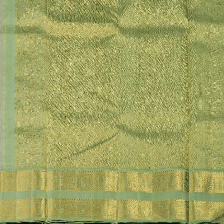 Hayagrivas Handloom Lotus Pink Kanjivaram Silk Saree with Pista Green Border KBE2126A2-4