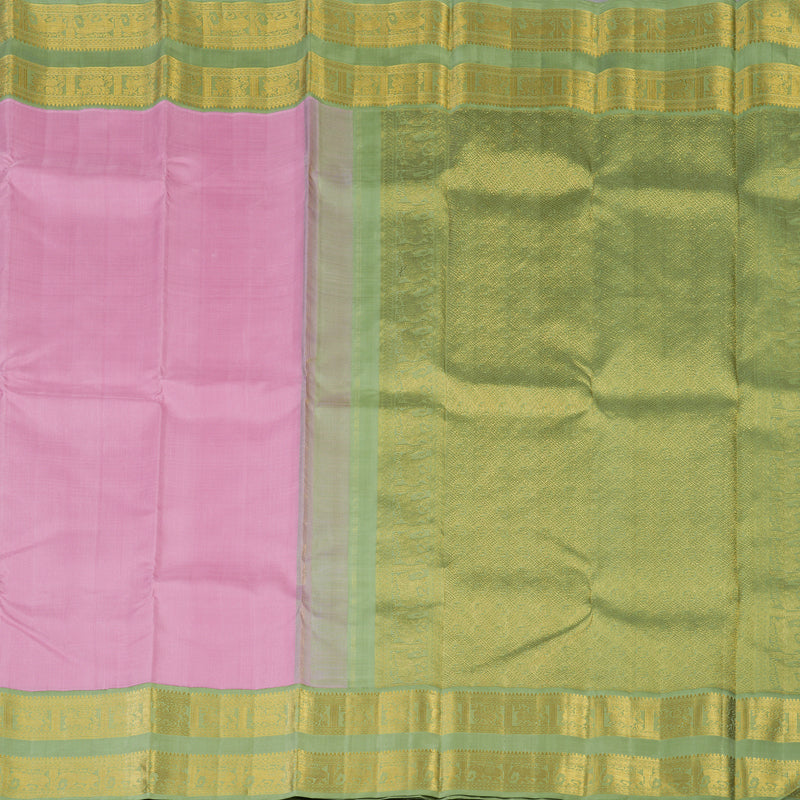 Hayagrivas Handloom Lotus Pink Kanjivaram Silk Saree with Pista Green Border KBE2126A2-4