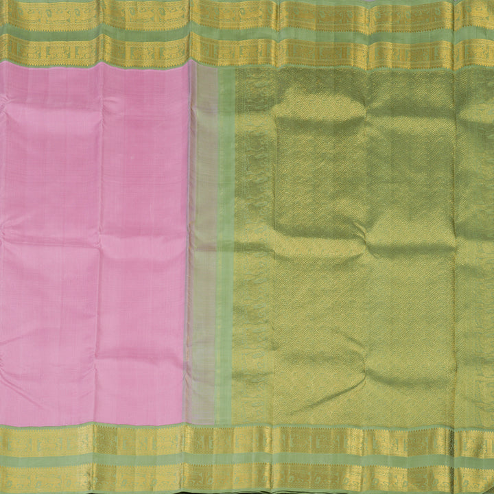 Hayagrivas Handloom Lotus Pink Kanjivaram Silk Saree with Pista Green Border KBE2126A2-4