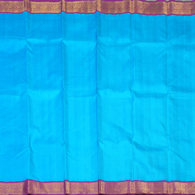 Hayagrivas Handloom Ananda Blue Kanjivaram Silk Saree with Purple Border KBE2126A3-1