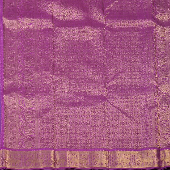 Hayagrivas Handloom Ananda Blue Kanjivaram Silk Saree with Purple Border KBE2126A3-1