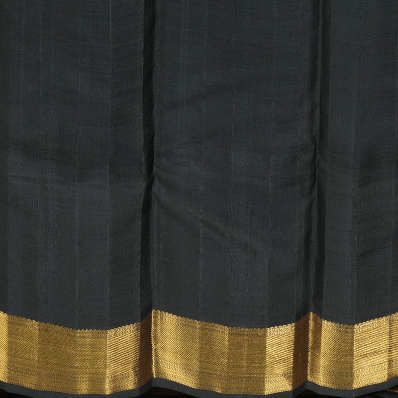 Hayagrivas Handloom Half-White Kanjivaram Silk Saree with Black Border KBE2210A1-1
