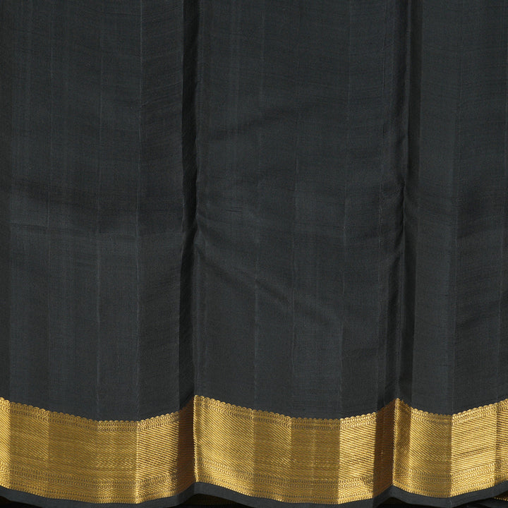 Hayagrivas Handloom Half-White Kanjivaram Silk Saree with Black Border KBE2210A1-1