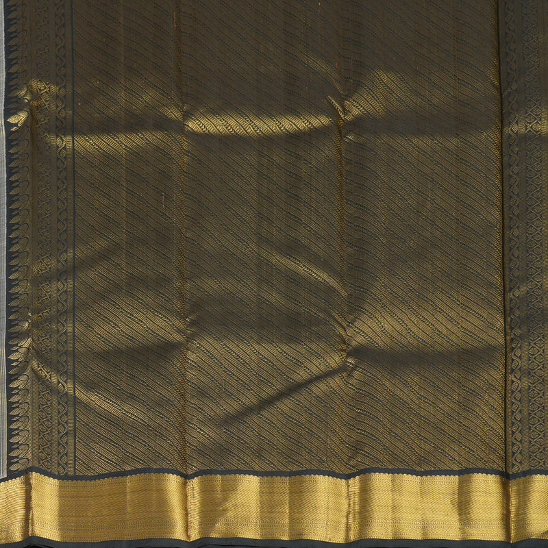 Hayagrivas Handloom Half-White Kanjivaram Silk Saree with Black Border KBE2210A1-1
